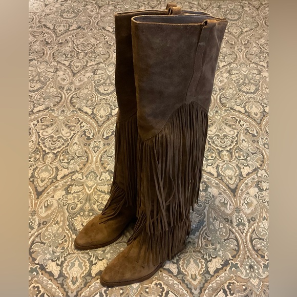 NWT ASH. Gipsy Boho Fringe Suede Leather Knee High Boots Women’s Sz 39 - Picture 2 of 14